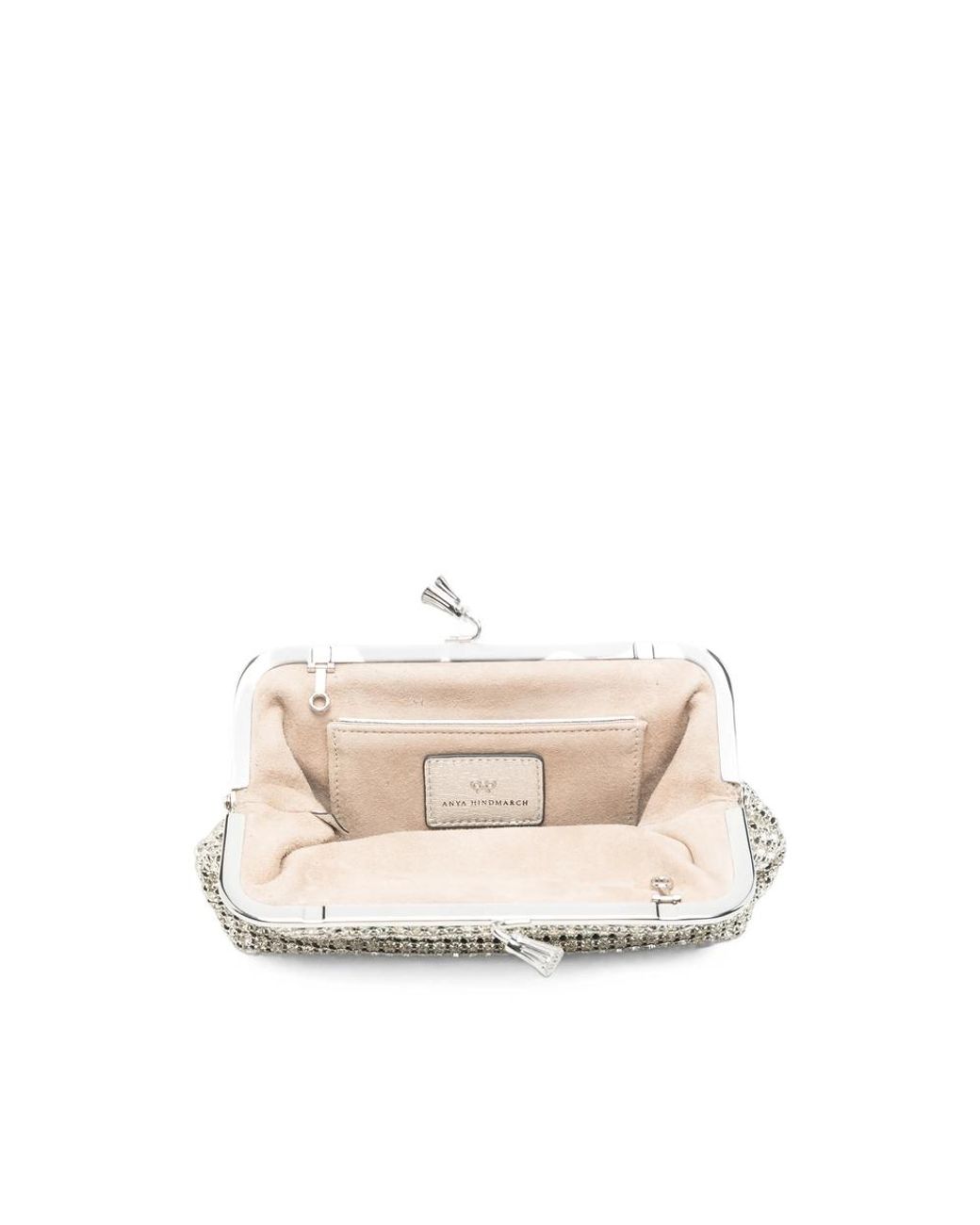 Anya Hindmarch Gray Crystal-Embellished Tassel-Clasp Clutch Bag