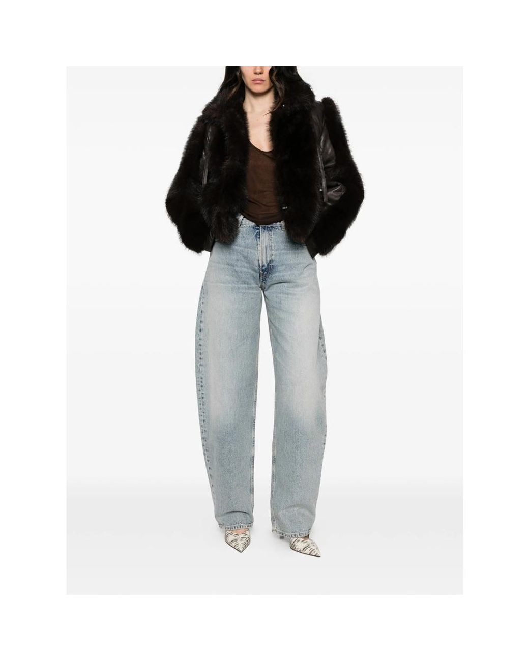ROTATE BIRGER CHRISTENSEN Black Faux Fur-Trimmed Quilted Leather Jacket