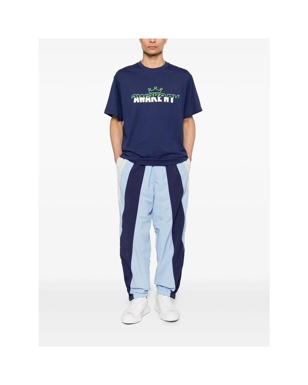 AWAKE NY Blue Headcrack Champs Logo-Detail T-Shirt for men