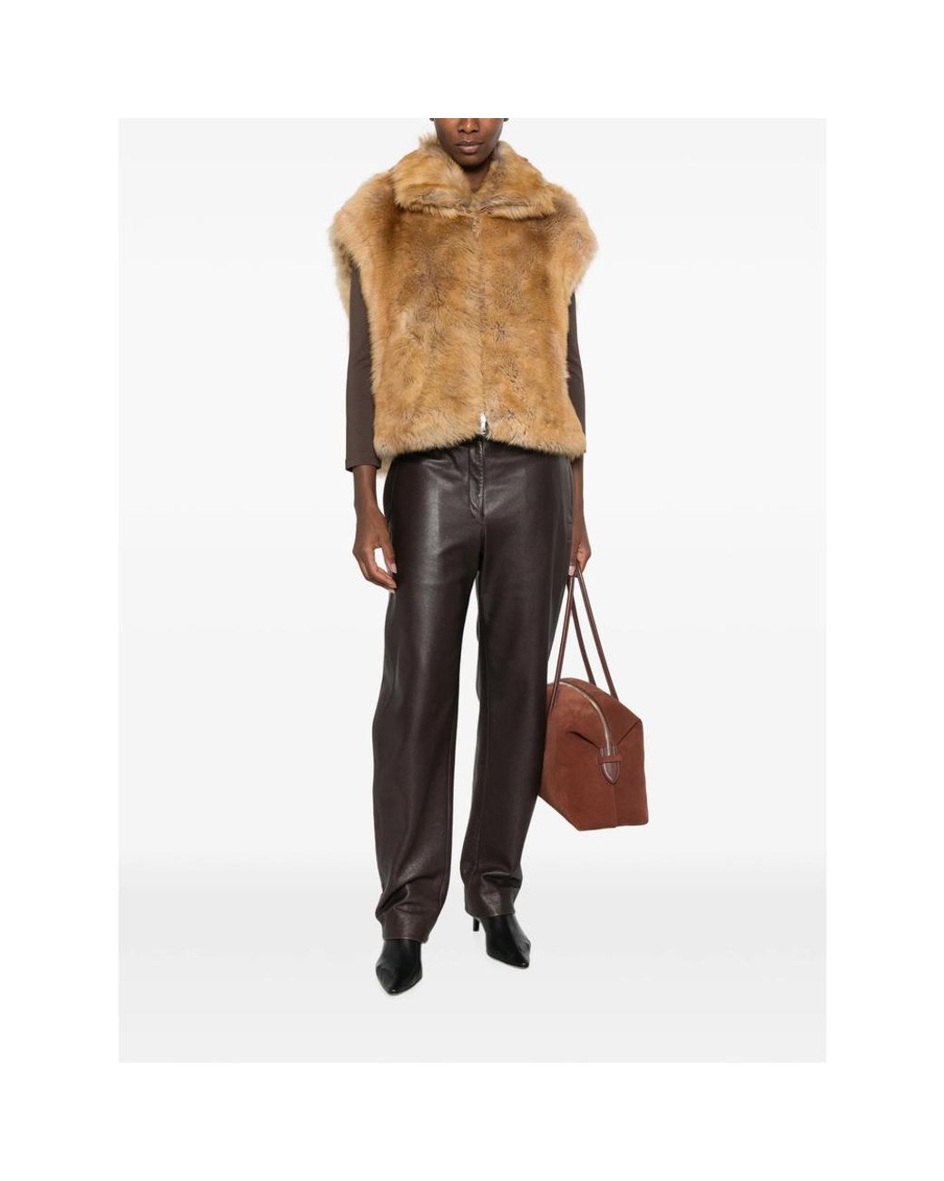 Emmeci Brown Azzurra Shearling Gilet