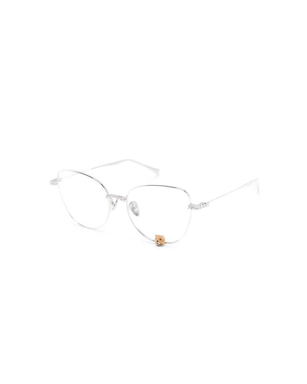 YVMIN White Paradise Flocked-Bear Cat-Eye Glasses