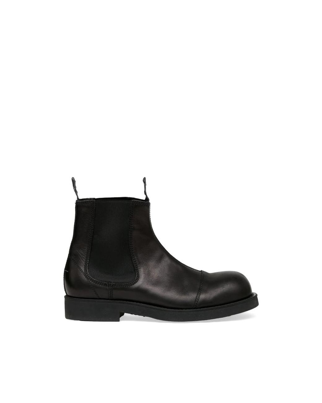 MM6 by Maison Margiela Black Biker Leather Chelsea Boots for men