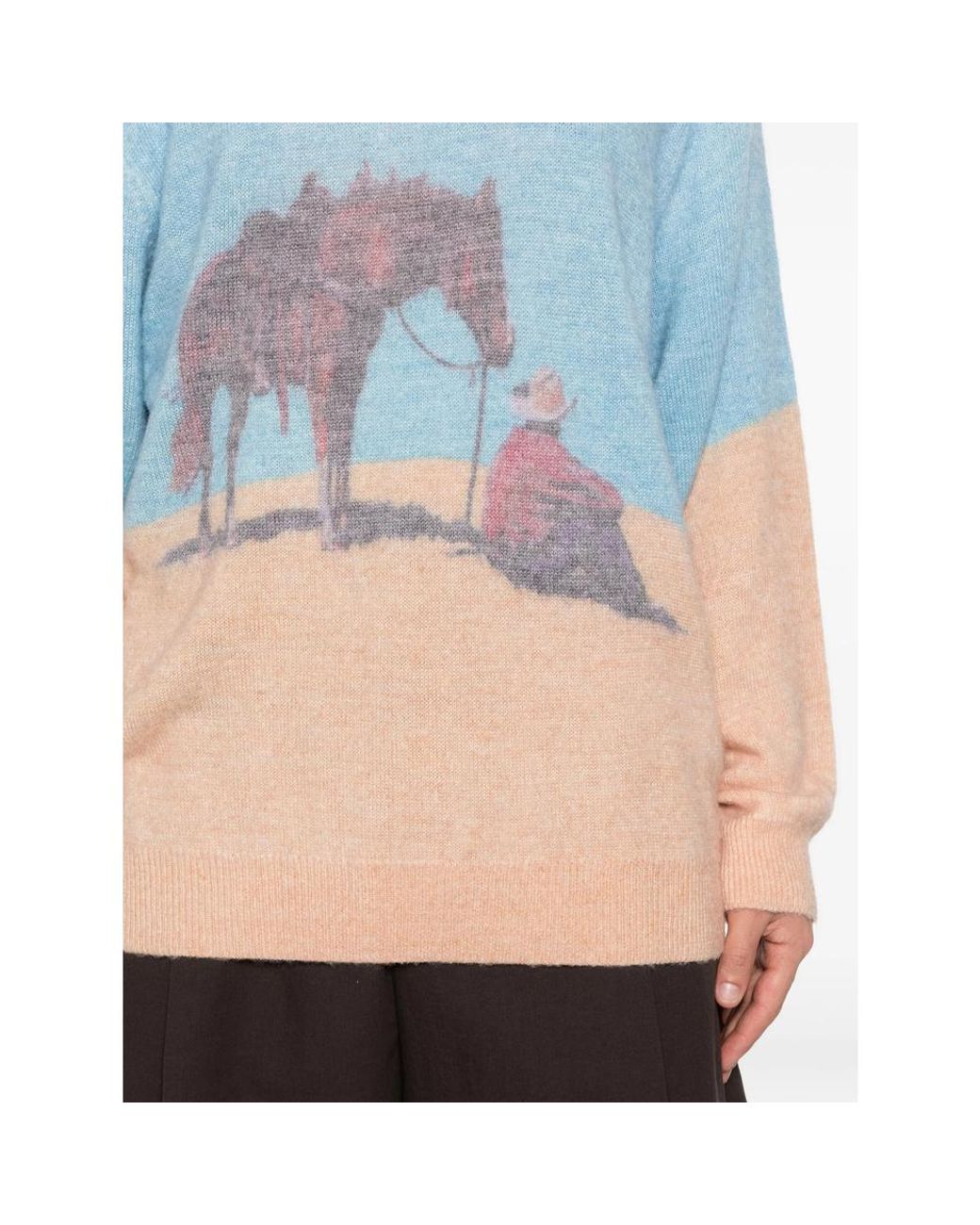 One Of These Days Blue Graphic-Print Intarsia-Knit Sweater for men