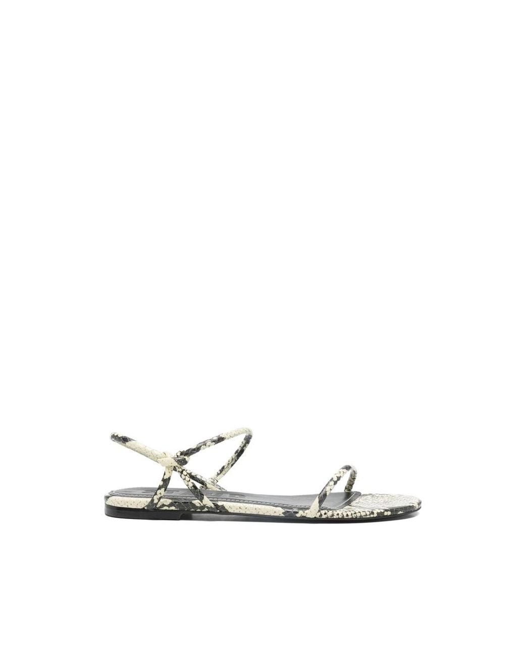 Staud White Open Toe Strappy Snakeskin Print Shoes