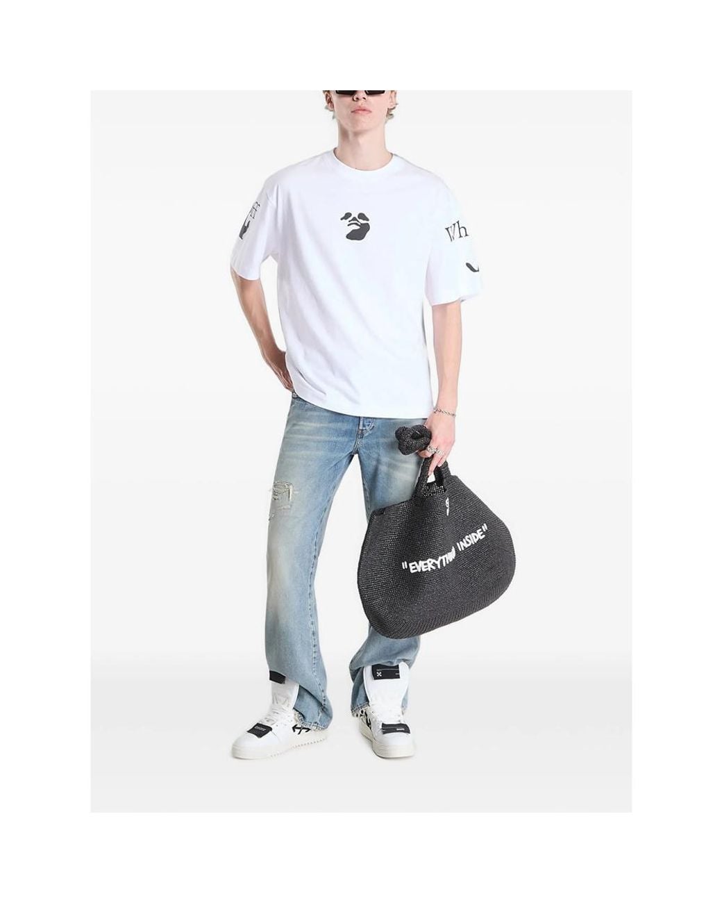 Off-White c/o Virgil Abloh White Off- Swimming Logo Skate Short-Sleeve T-Shirt for men