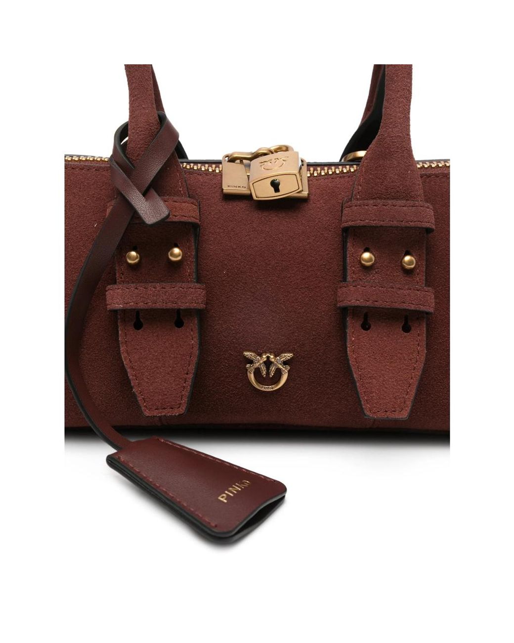 Pinko Brown Tote Bag With Padlock Detail