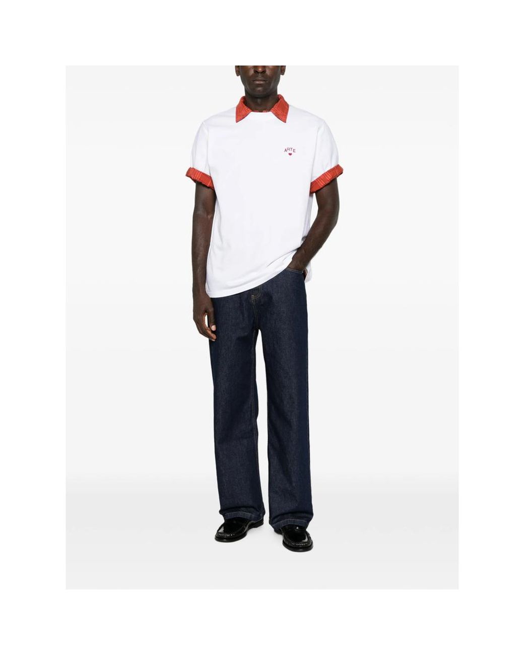 Arte' White Logo-Embroidered T-Shirt for men