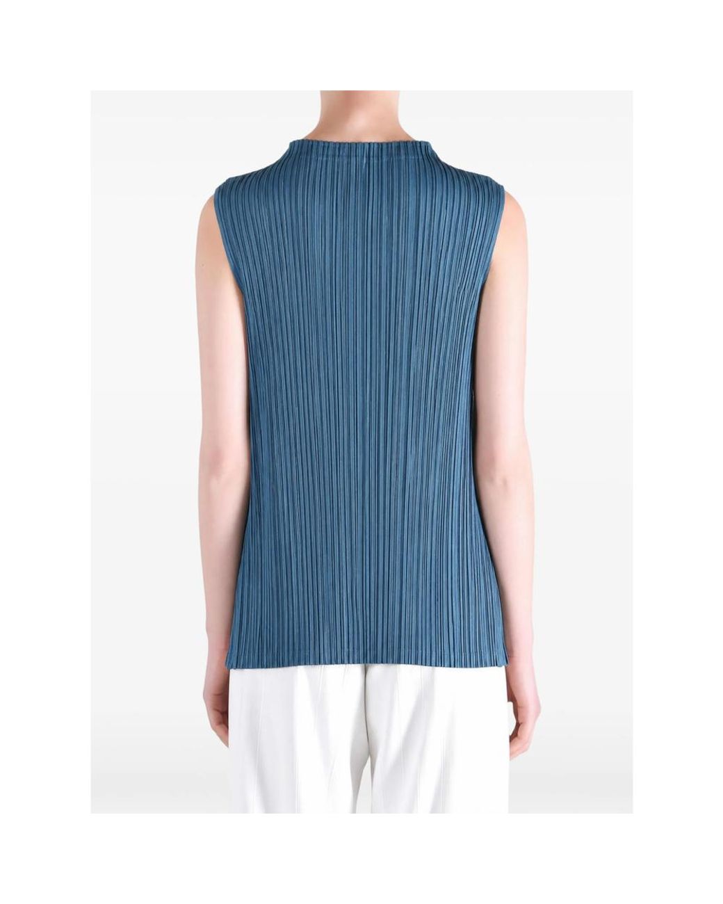 Pleats Please Issey Miyake Blue Mellow Sleeveless Top