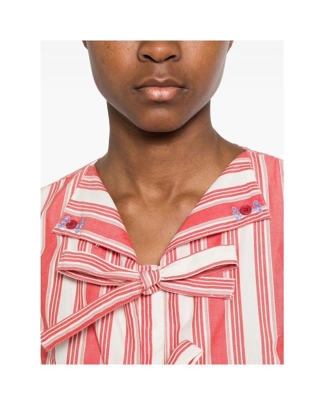 Stine Goya Pink Striped Tie-Front Top