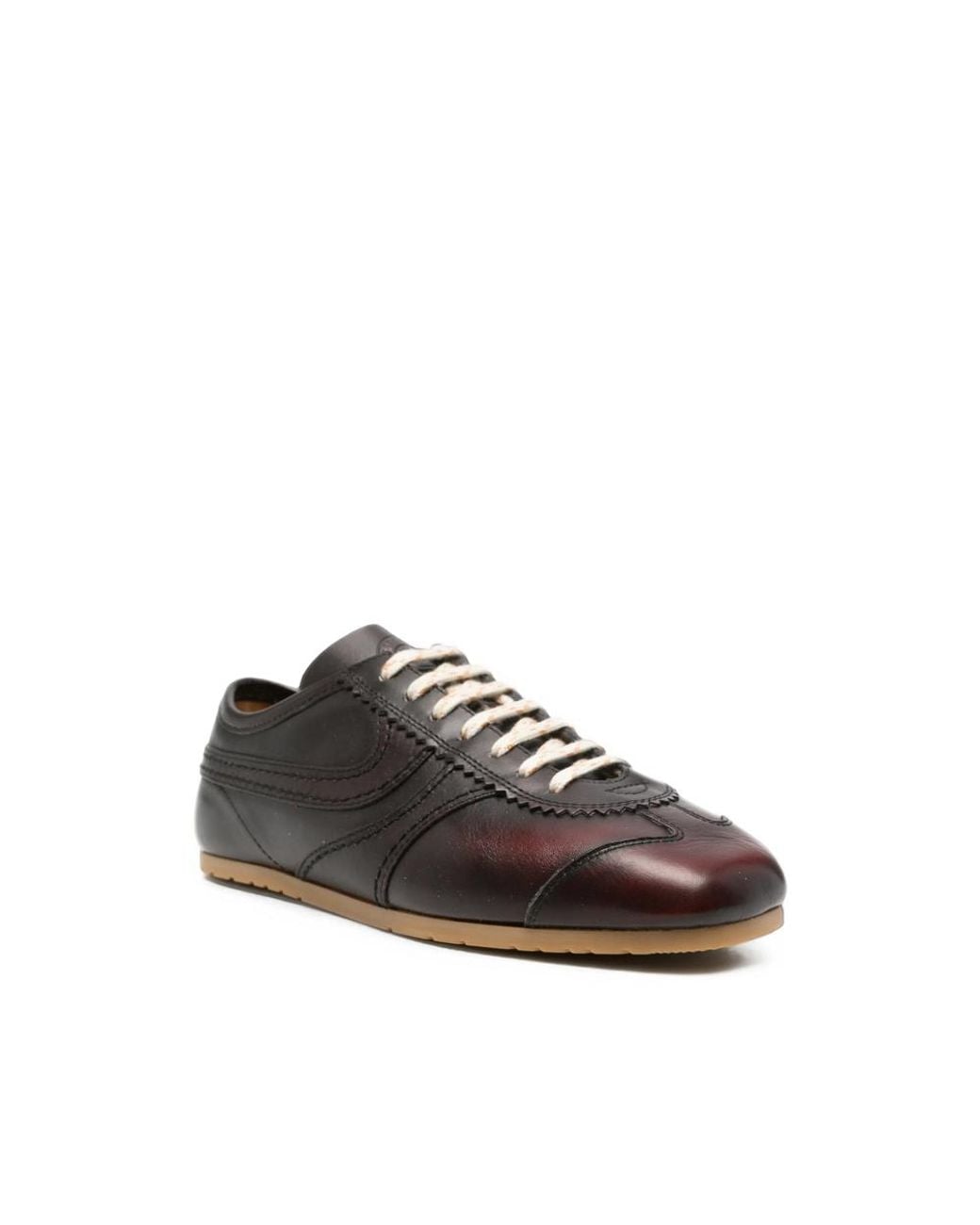 Dries Van Noten Brown Lace-Up Leather Sneakers