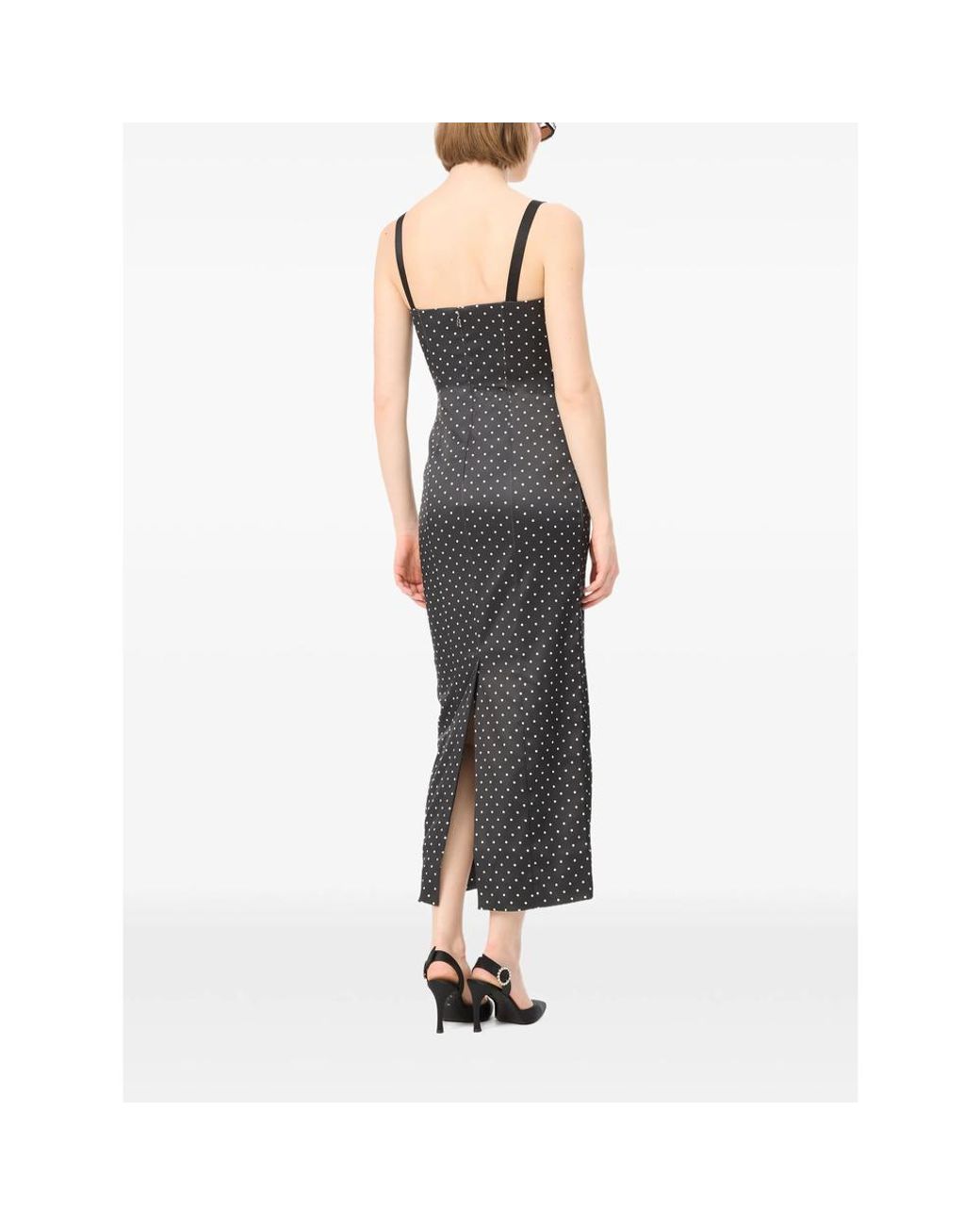 ROTATE BIRGER CHRISTENSEN Black Satin Midi Bustier Dress