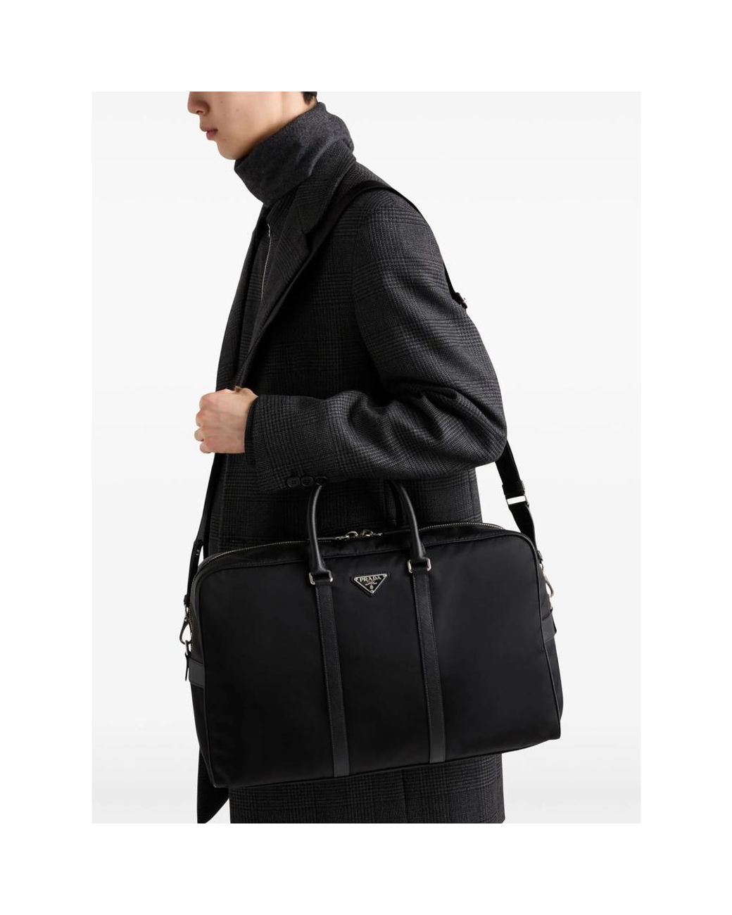 Prada Black Re-Nylon And Saffiano Leather Duffel Bag for men