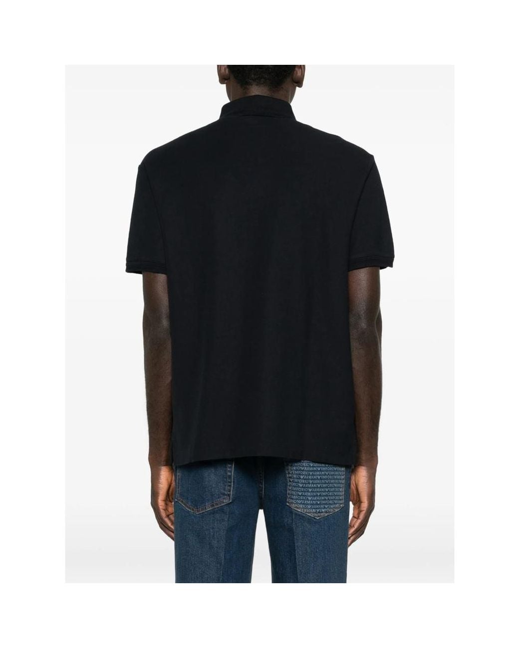Emporio Armani Black Polo Sweater With Logo Patch for men