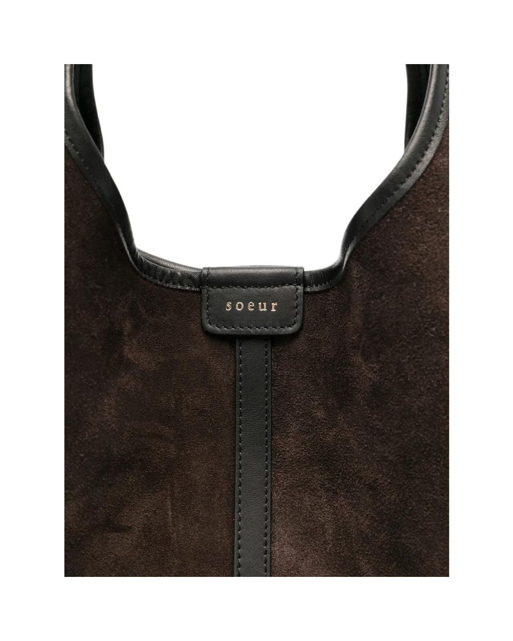 Soeur Black Delice Suede Leather Tote Bag