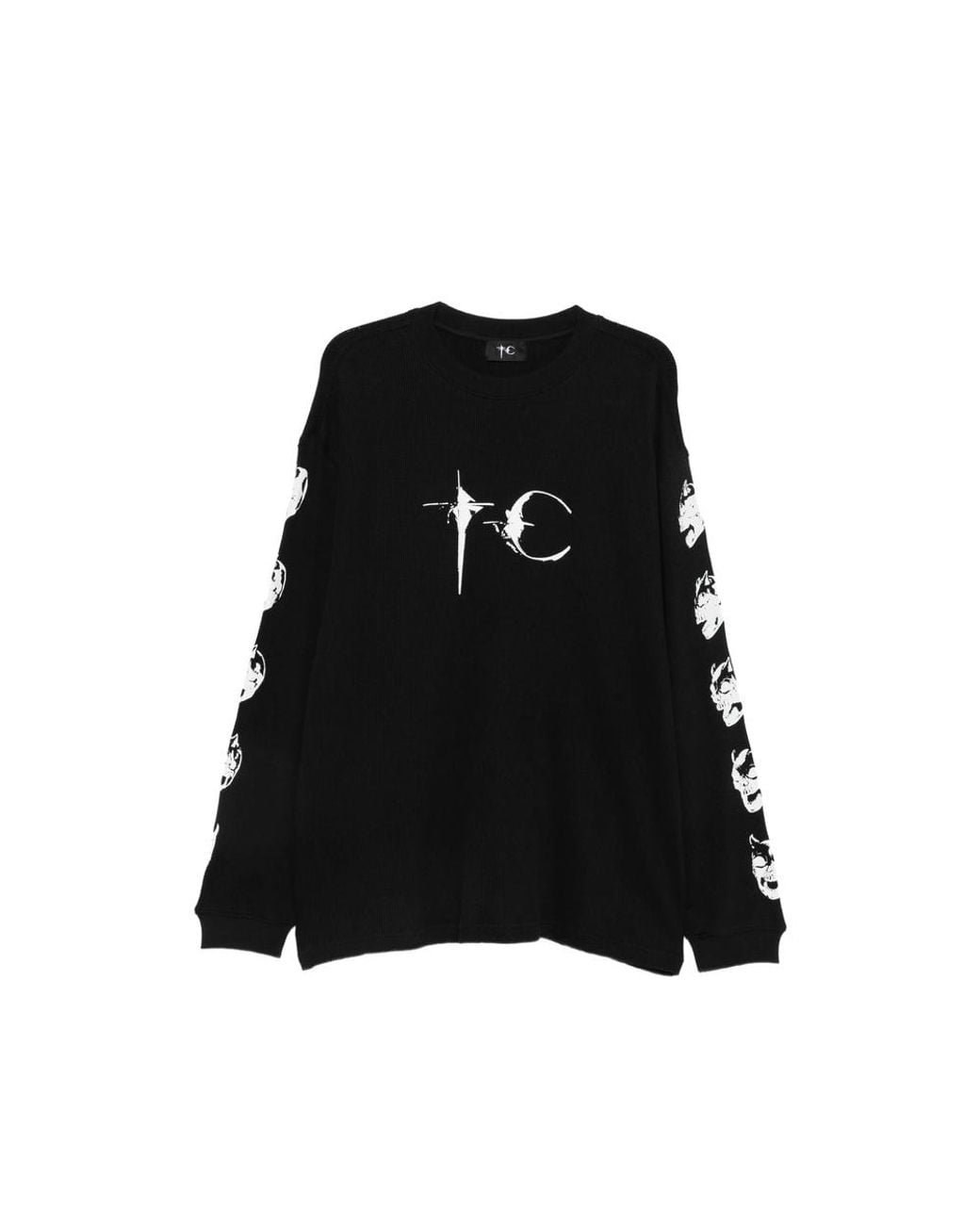 THUG CLUB Black Logo-Print Skull-Print Sweatshirt for men