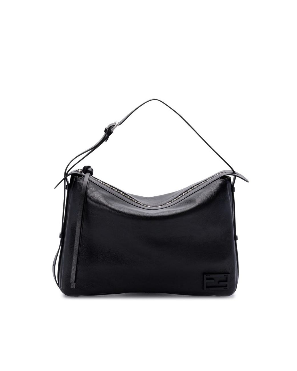 ショルダーバッグ・ポシェット FENDI SIMPLY FENDI LARGE BAG IN SEMI-GLOSS LEATHER Fendi Large Simply Shoulder Bag in Black | Lyst