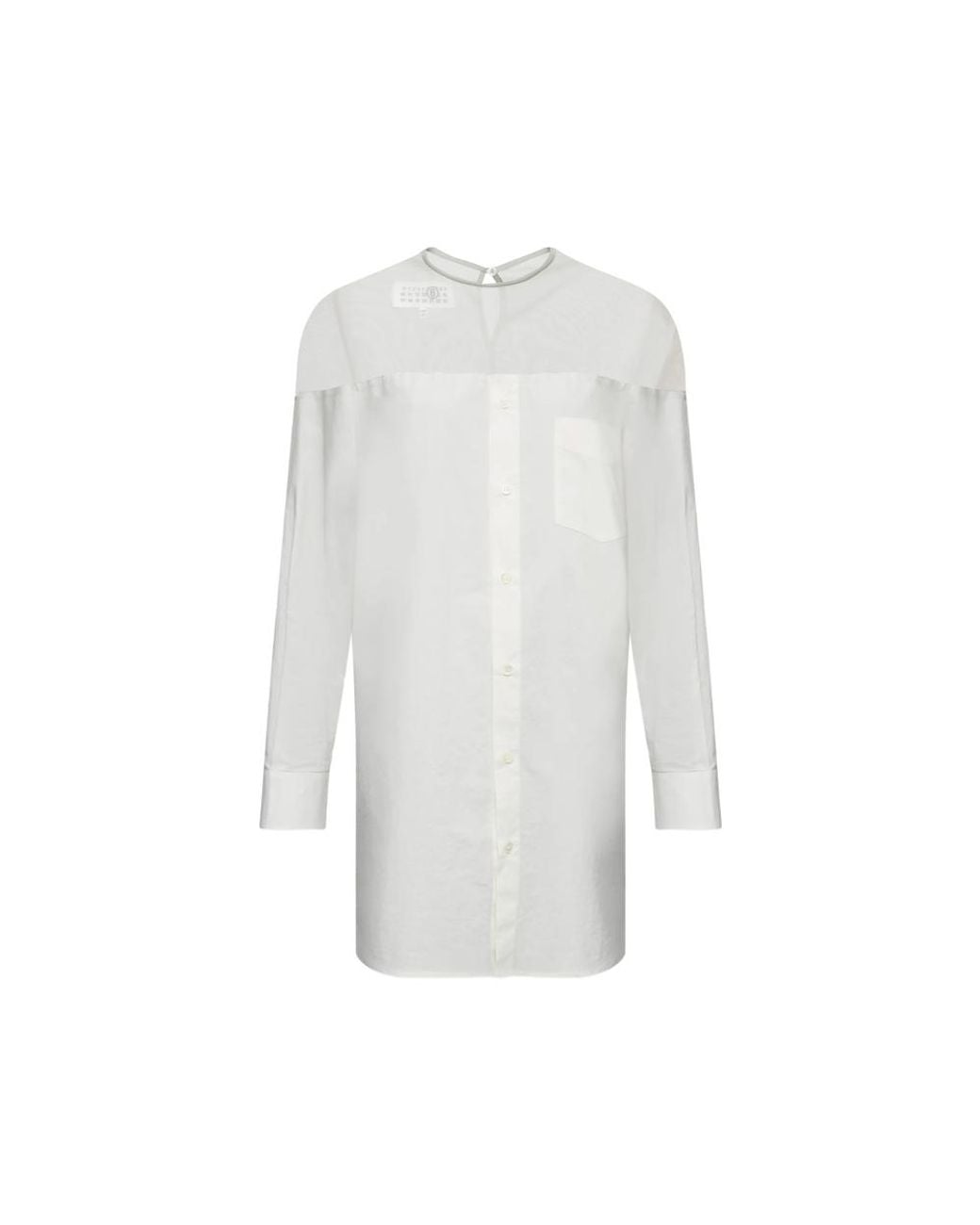 MM6 by Maison Margiela White High-Cut Cuffed Cotton Shirt