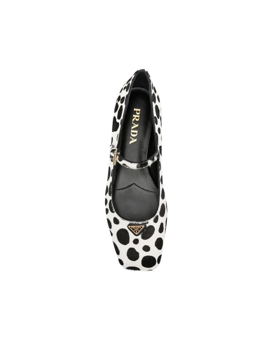 Prada White Polka-Dot Mary Jane Ballet Flats