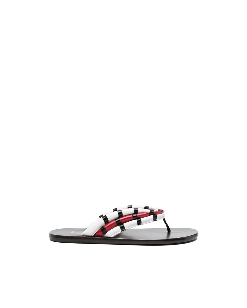 Jude White Striped-Strap Sandals