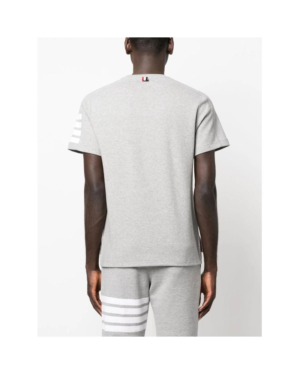 Thom Browne Gray Milano Cotton 4-Bar T-Shirt for men
