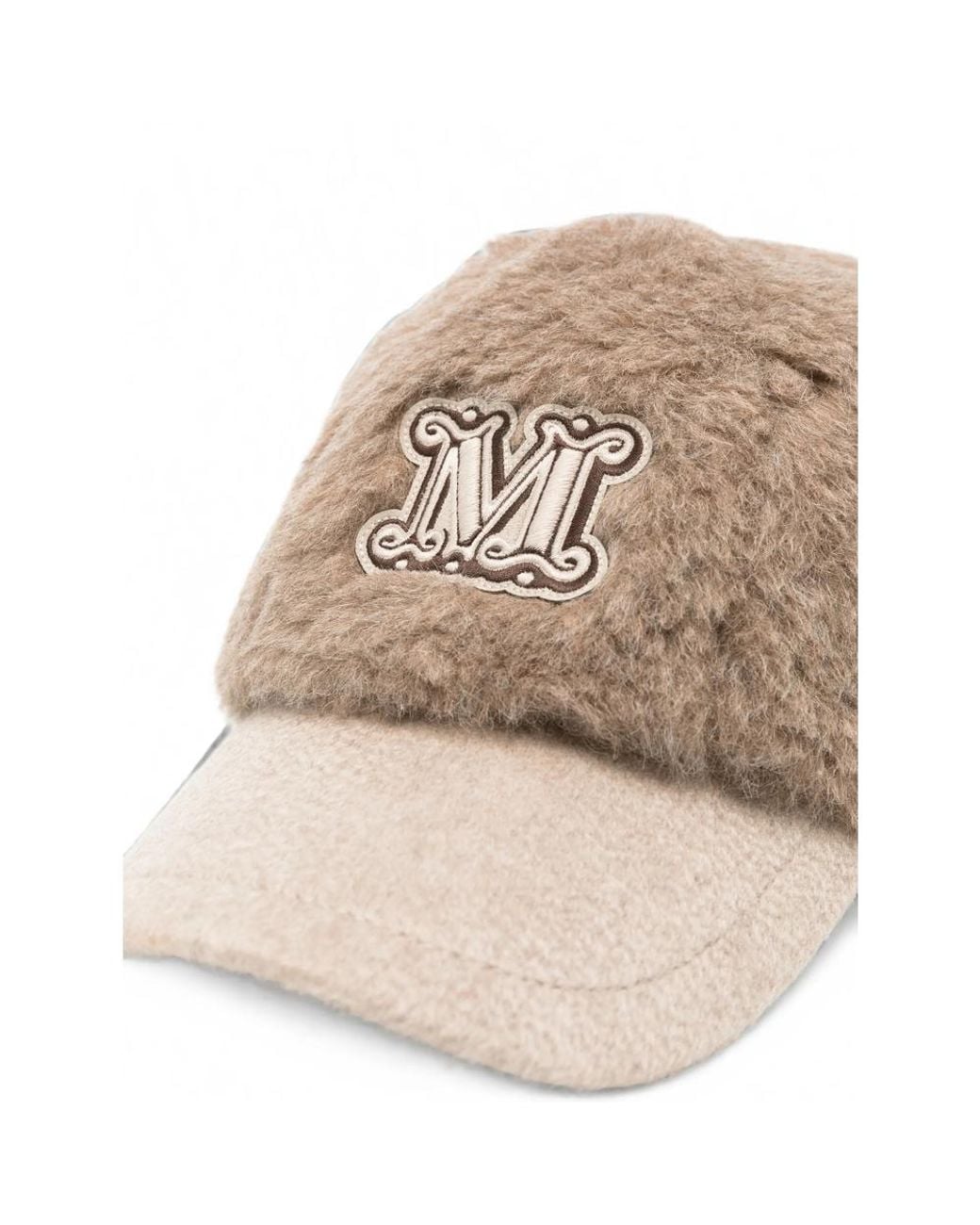 Max Mara Natural Logo-Patch Faux-Fur Cap