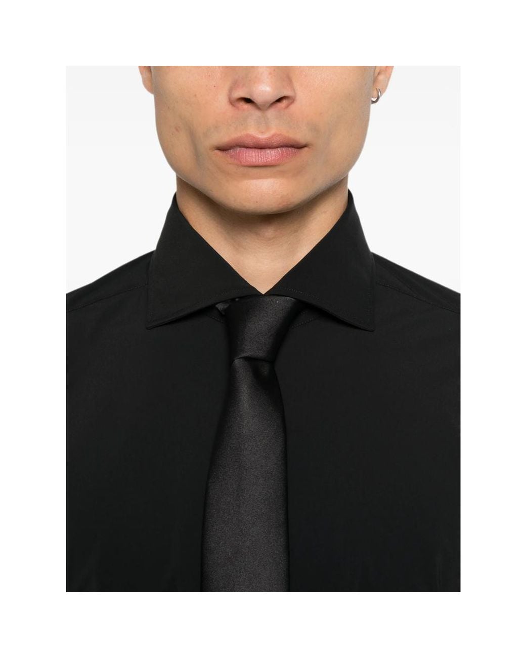 Barba Napoli Black Long-Sleeve Button-Up Shirt for men