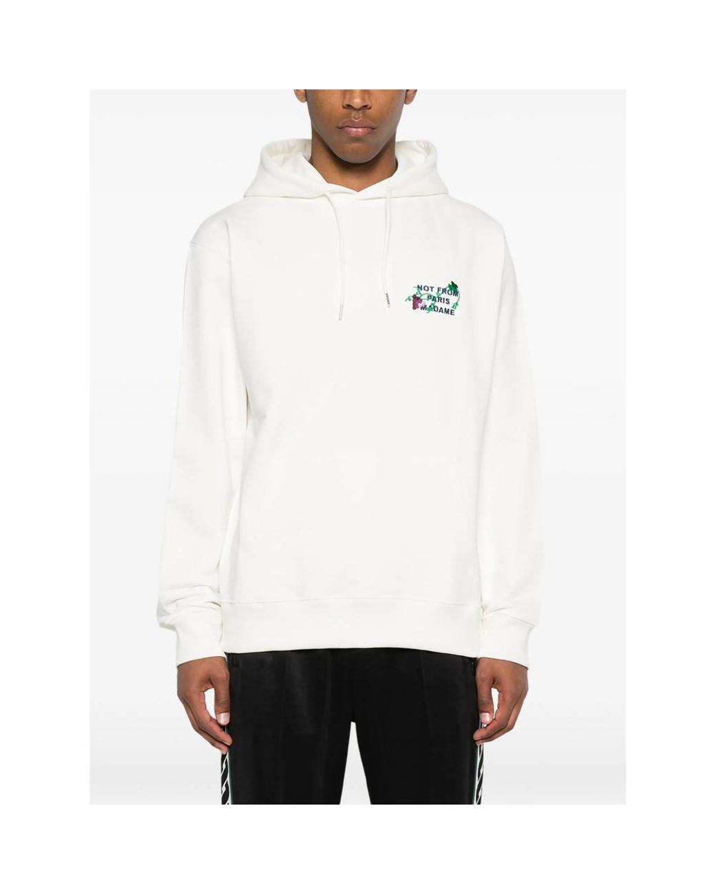 Drole de Monsieur White Vine-Embroidered Hoodie for men