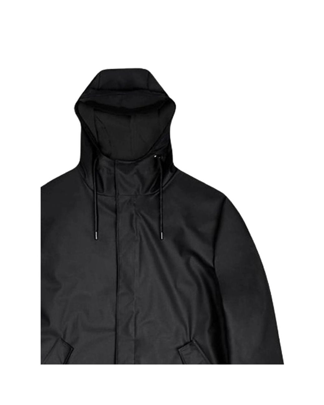 Rains Black Zip-Up Hooded Raincoat for men