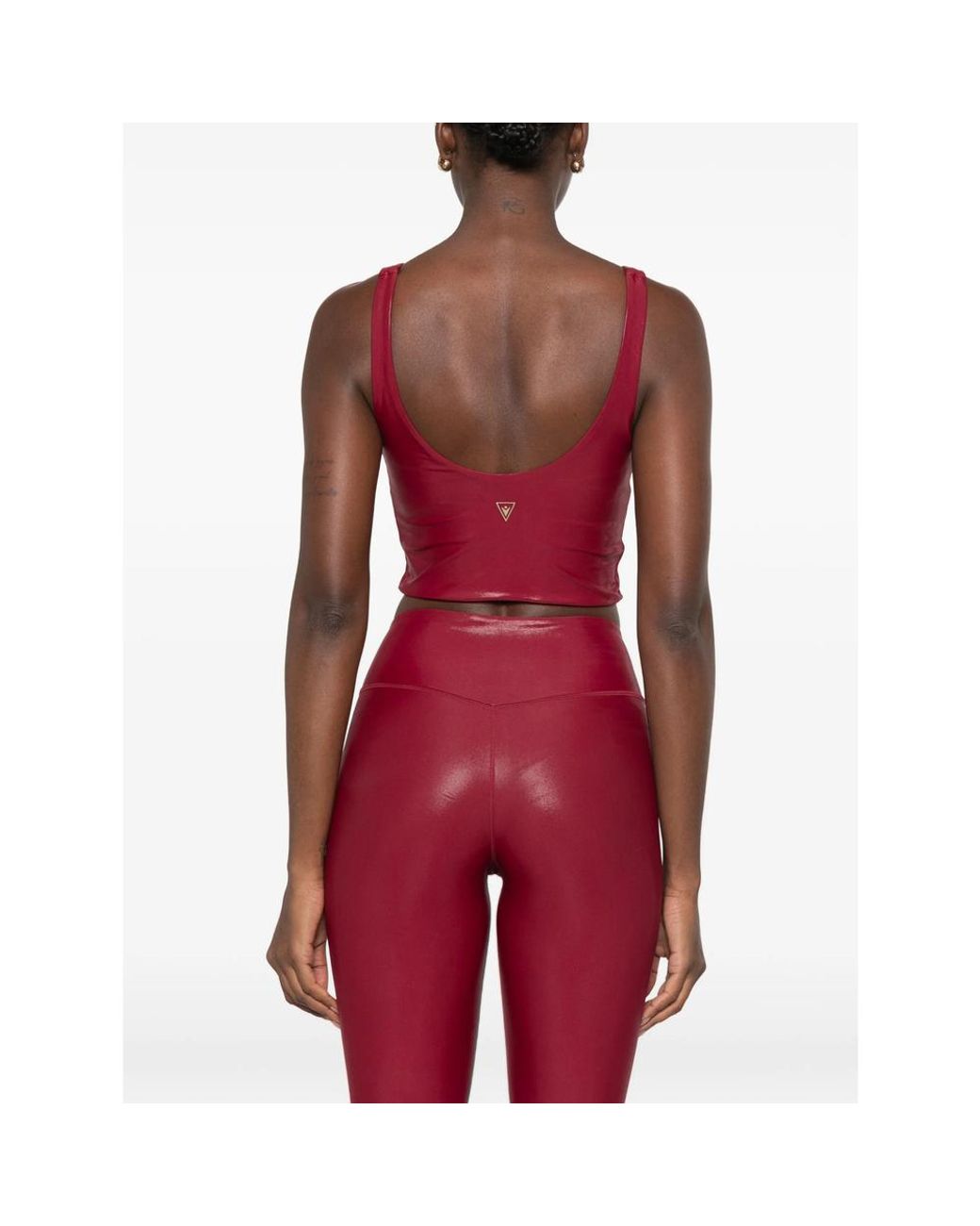 MACRON Red V-Neck Cropped Performance Top