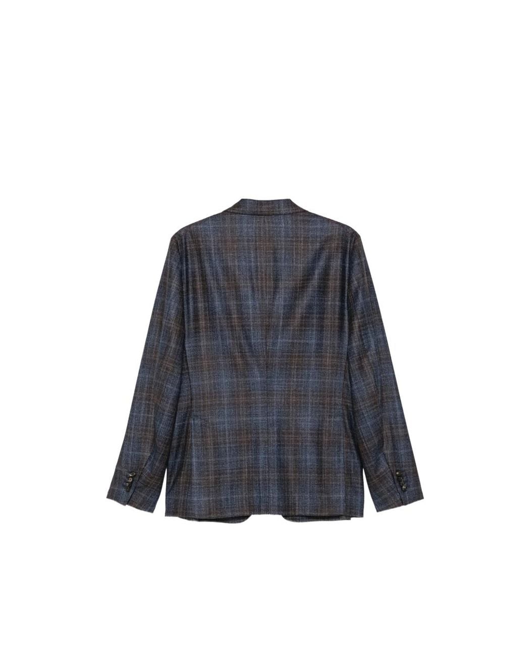 Isaia Blue Check-Pattern Single-Breasted Blazer for men