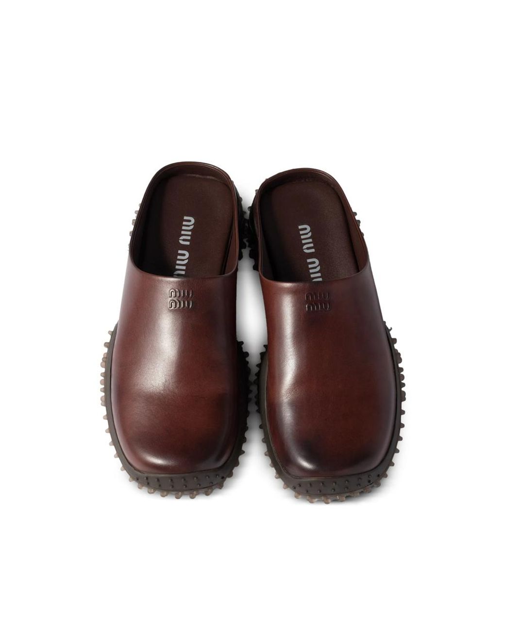 Miu Miu Brown Leather Mules