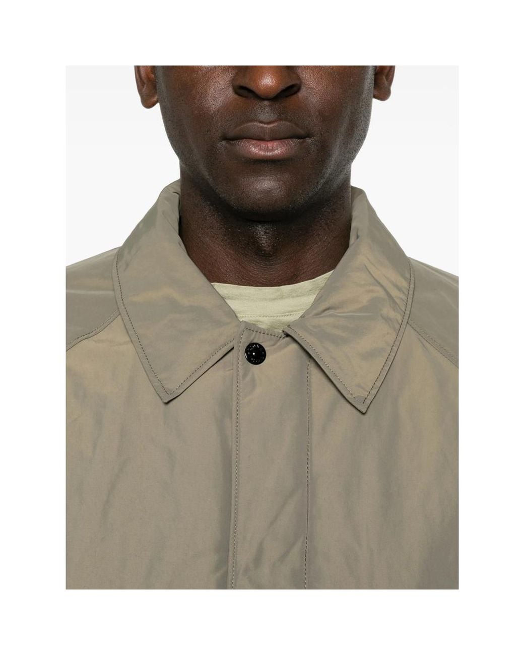Stone Island Natural Logo-Patch Raglan-Sleeve Coat for men