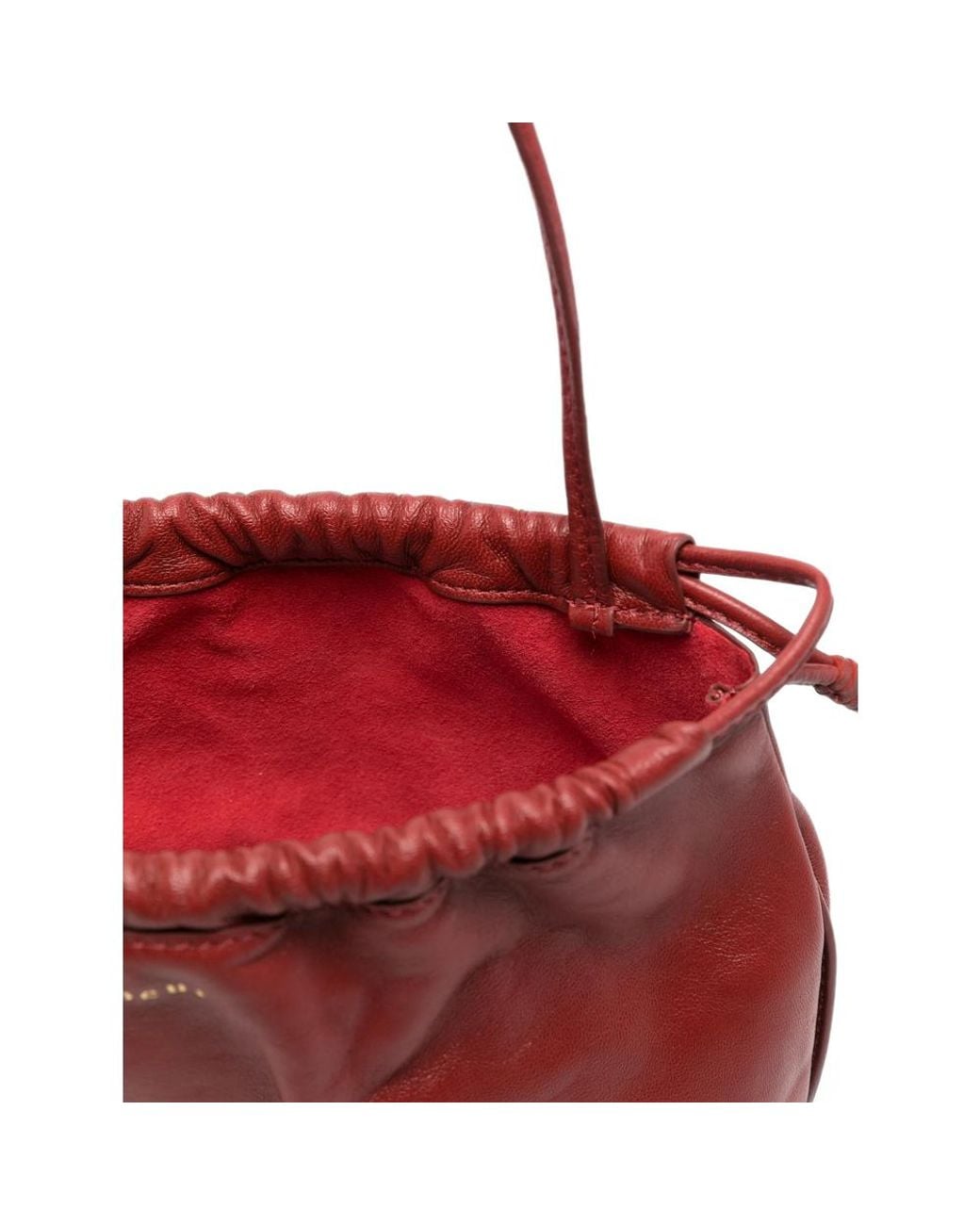 Soeur Red Suzette Drawstring Leather Shoulder Bag