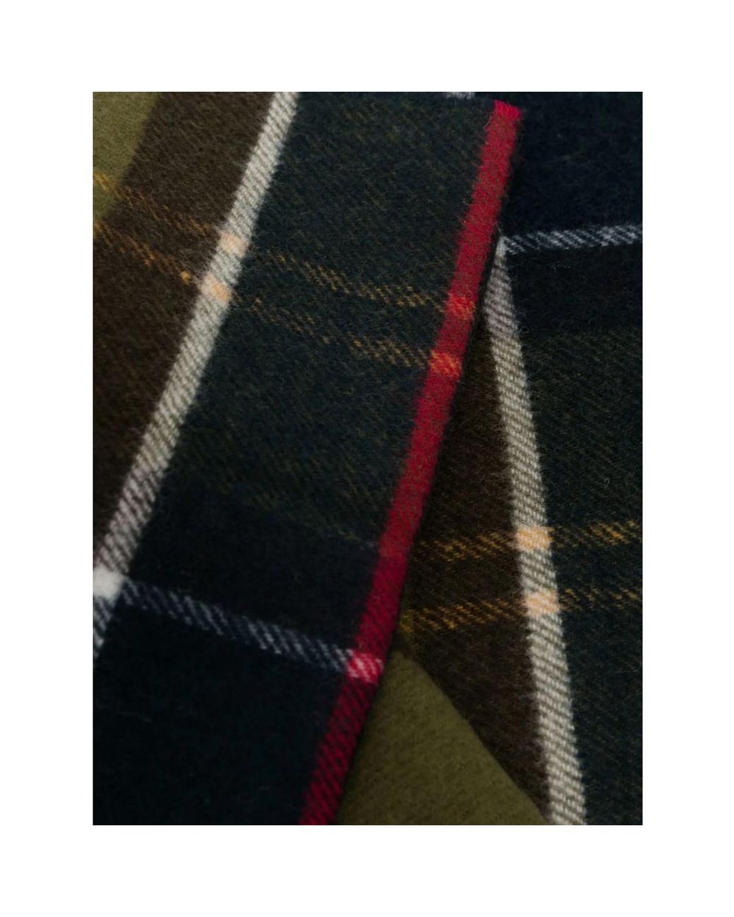 Barbour Green Fringed Tartan-Check Scarf for men