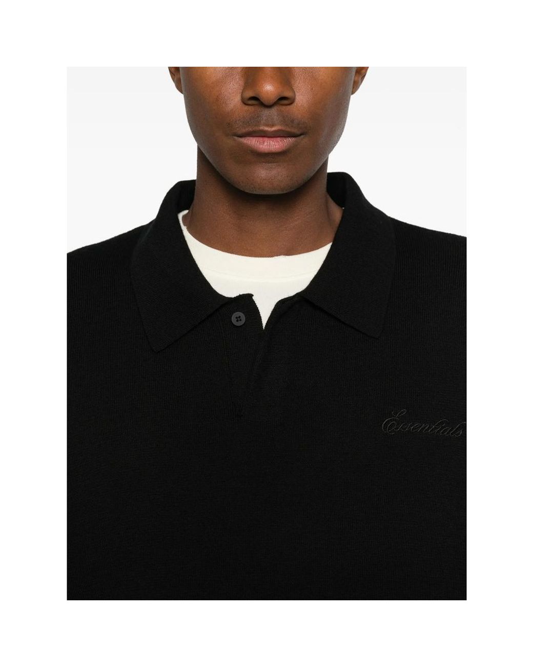 Fear Of God Black Signature 90S Logo-Embroidered Polo Shirt for men