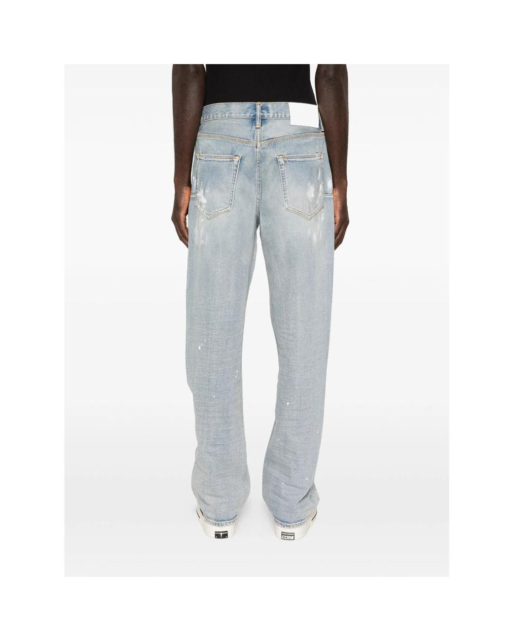 Purple Brand Blue Painted Distressed Jeans for men