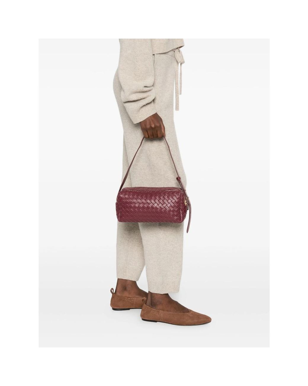 Elleme Purple Trousse Woven Leather Shoulder Bag