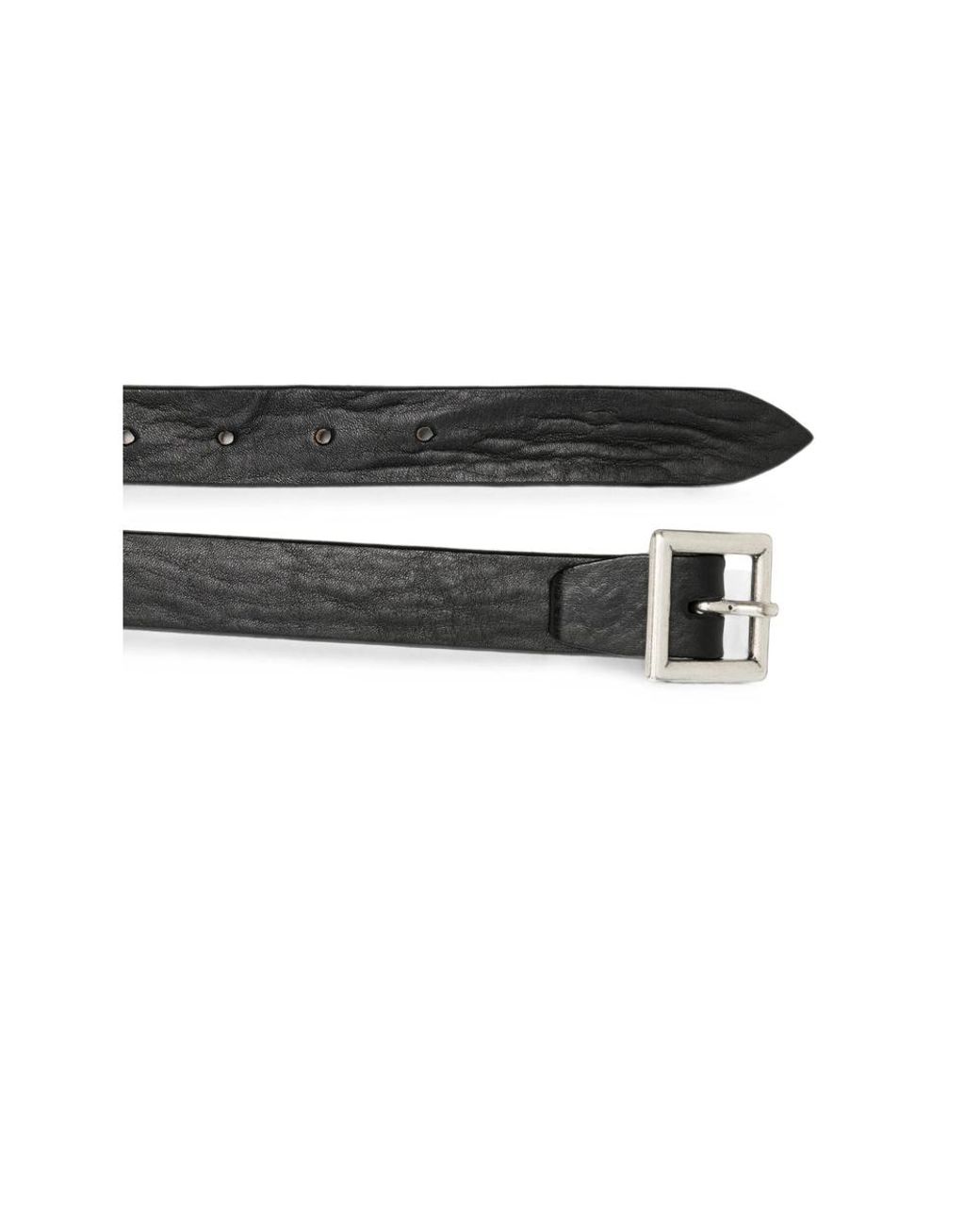 Eraldo Black Square-Buckle Leather Belt for men