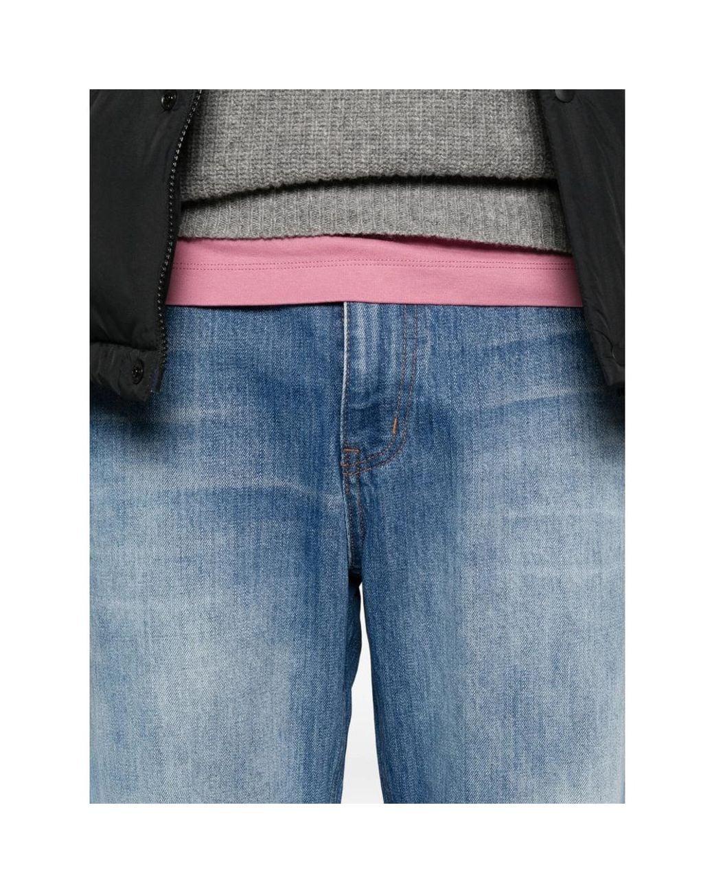 TONYWACK Blue Faded Straight-Leg Jeans for men