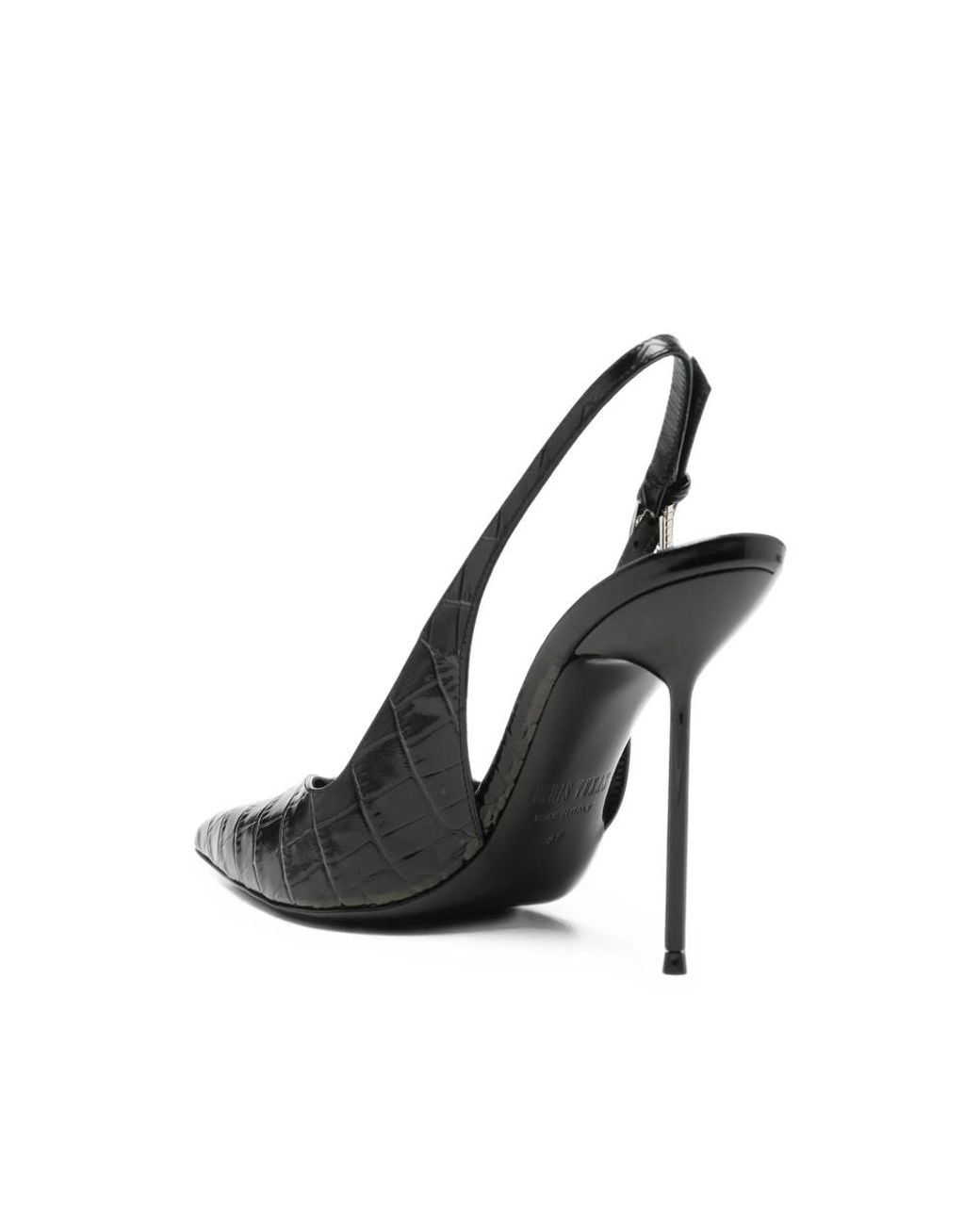 Paris Texas Black Lidia Croc-Effect Slingback Pumps