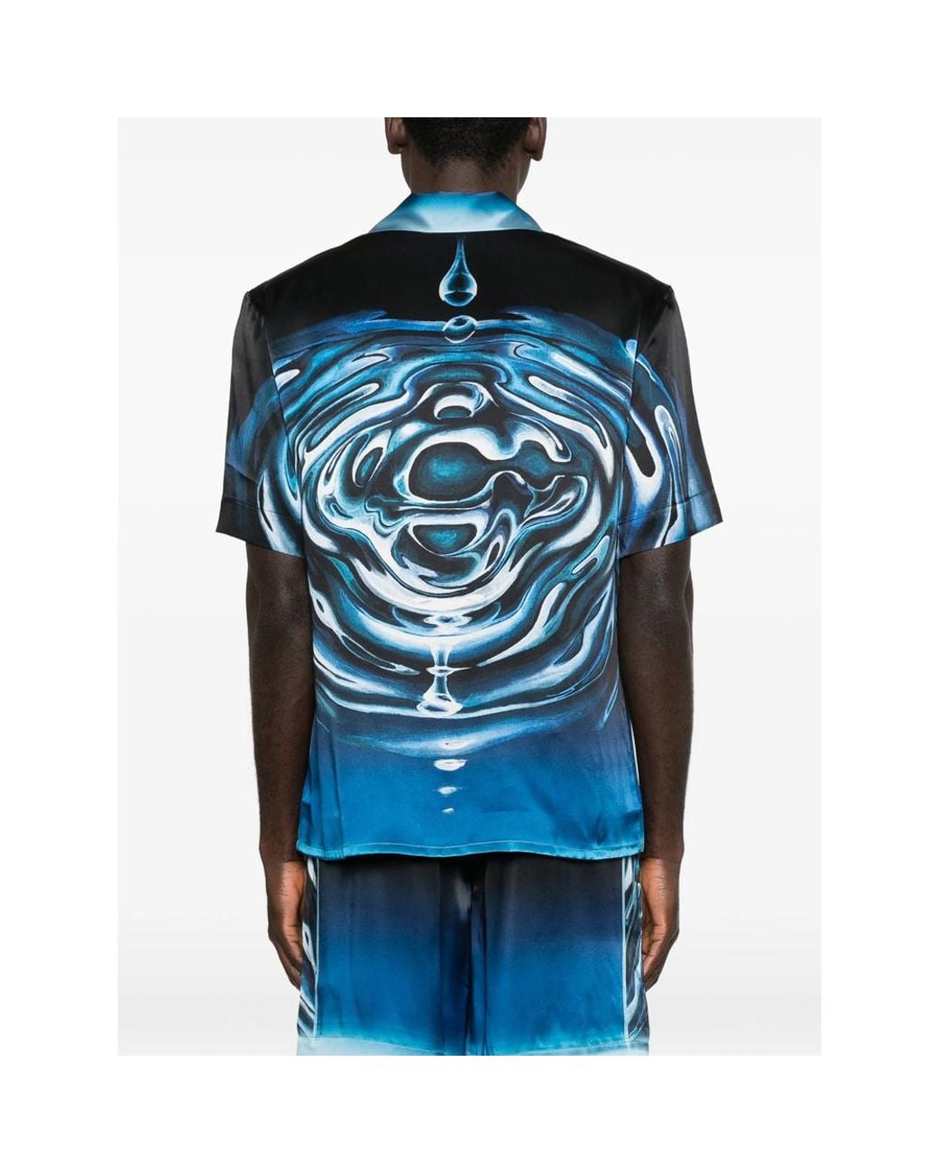 Casablanca Blue Warped Logo Repeat Silk Shirt for men