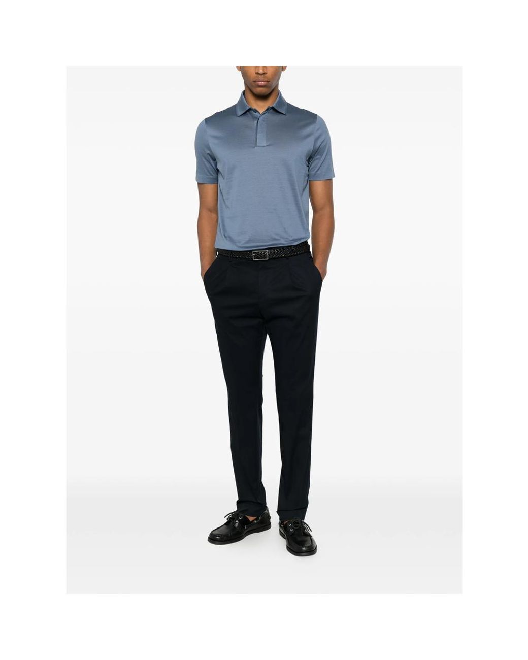 PT Torino Black Pleated-Front Tailored Trousers for men