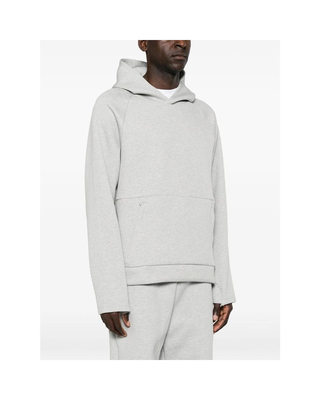 Calvin Klein White Raglan-Sleeve Pouch-Pocket Hoodie for men