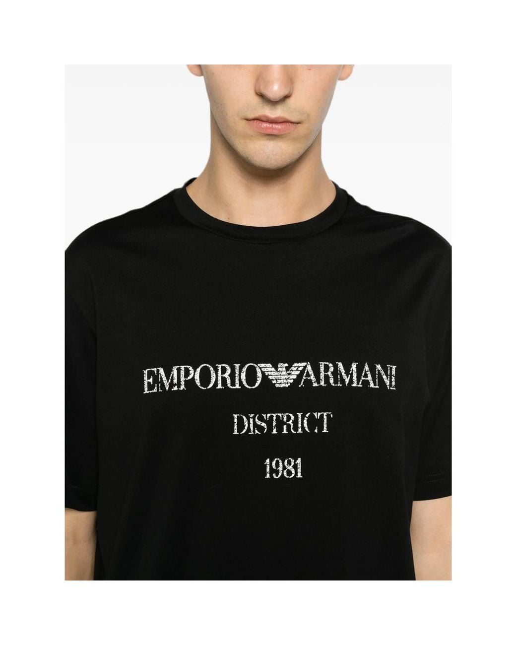 Emporio Armani Black Logo Crew Neck T-Shirt for men