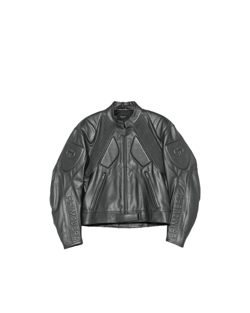 Gucci Gray Interlocking G Leather Jacket for men