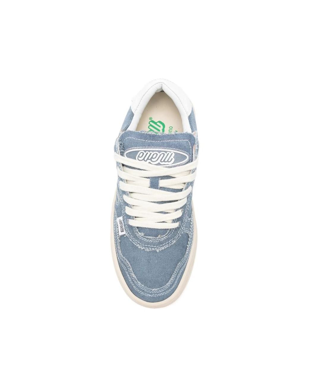 Evenuel Blue Equal Contrast-Stitch Logo-Patch Sneakers