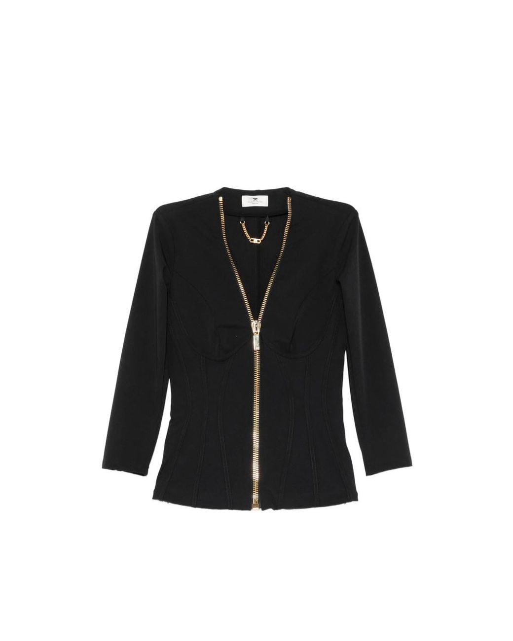 Elisabetta Franchi Black Zip-Up Corset-Style Jacket
