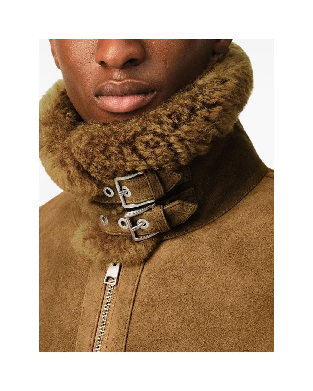 AMI Brown Sheep Shearling Aviator Jacket for men