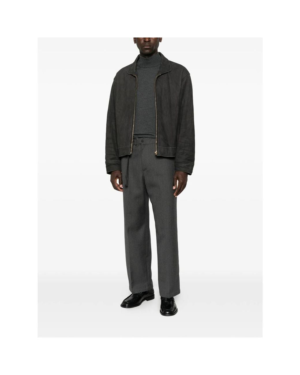 Costumein Gray John Belted Straight-Leg Trousers for men