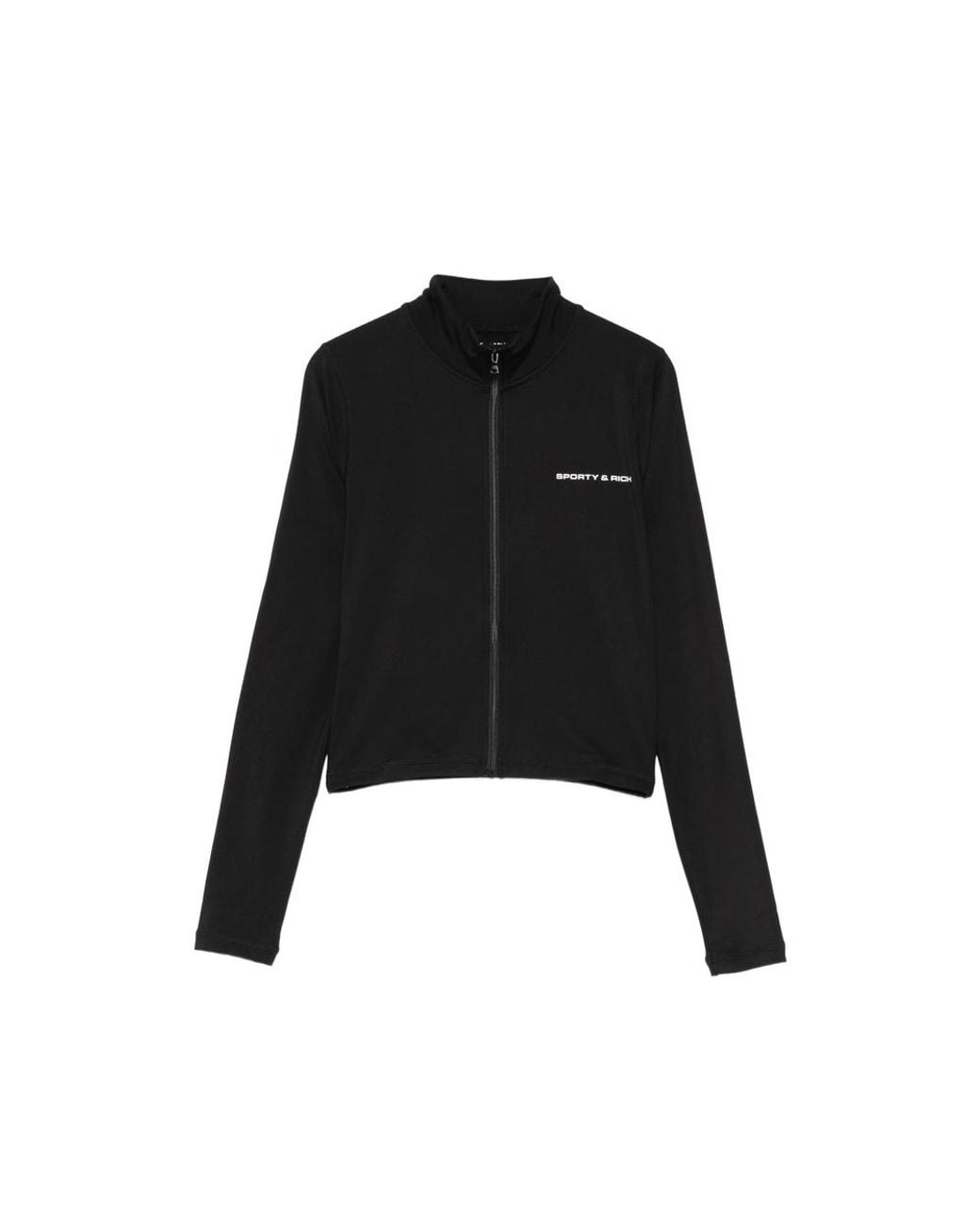 Sporty & Rich Black Logo-Print Zip-Up Jacket